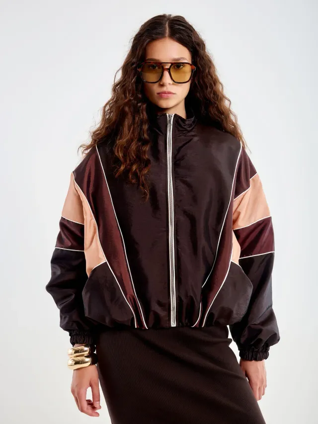 Vicolo Bomber Colori a Contrasto giacca fondente taglia unica