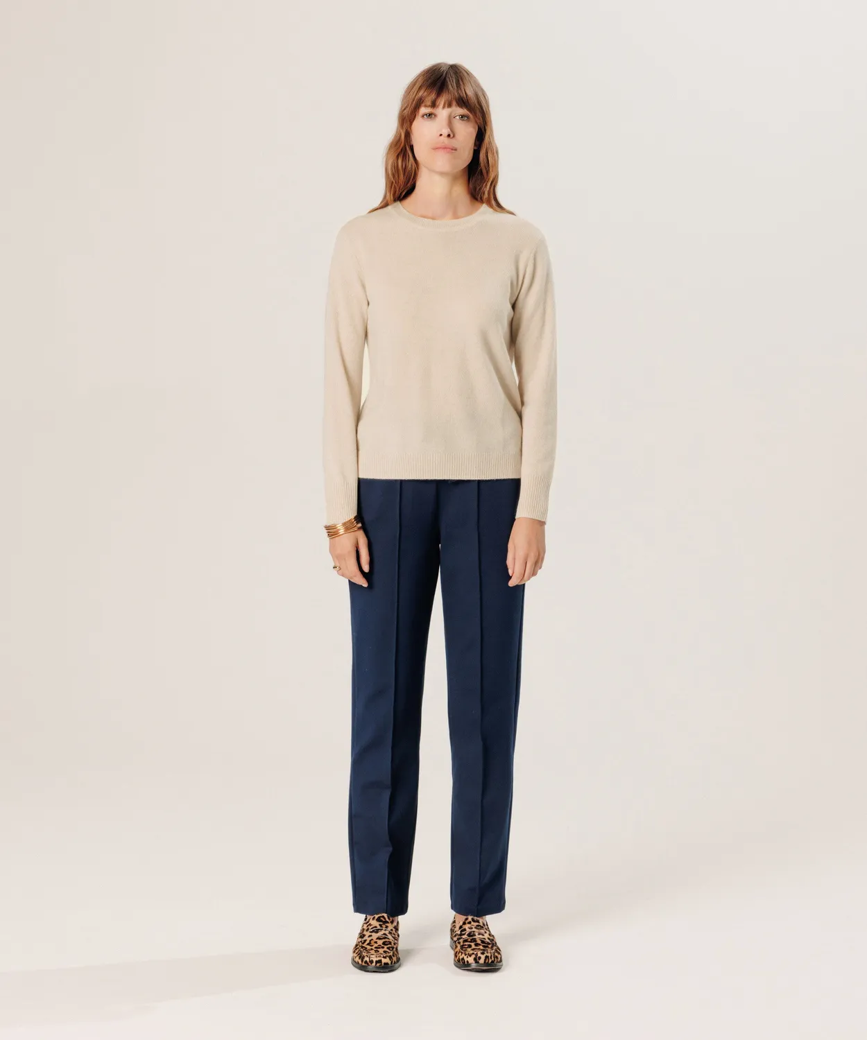 Rodier Maglione Girocollo Cashmere Beige S 2 Fili