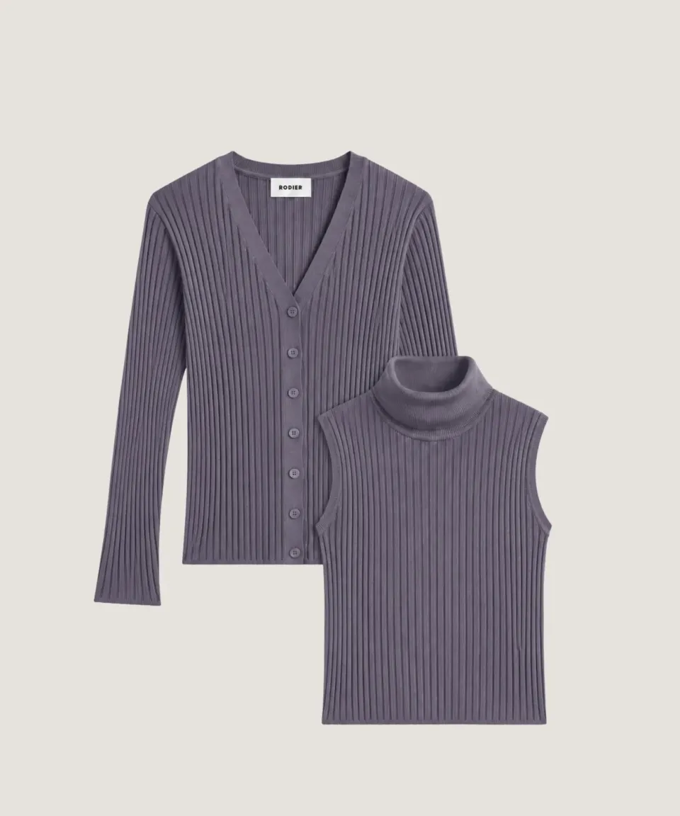 Rodier Twin-Set Dolcevita Maglione Grigio Topo Seta