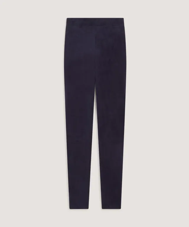 Rodier leggings agnello scamosciato blu navy