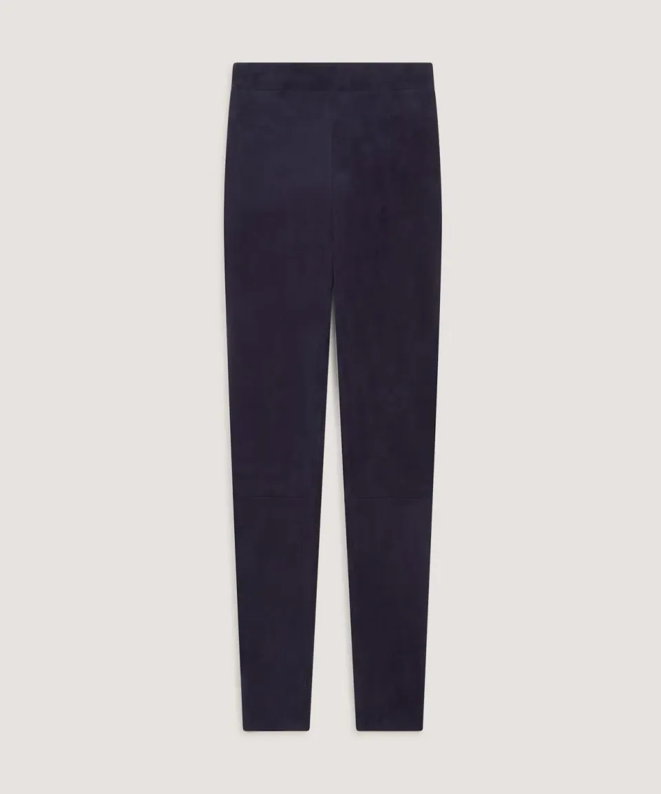 Rodier leggings agnello scamosciato blu navy