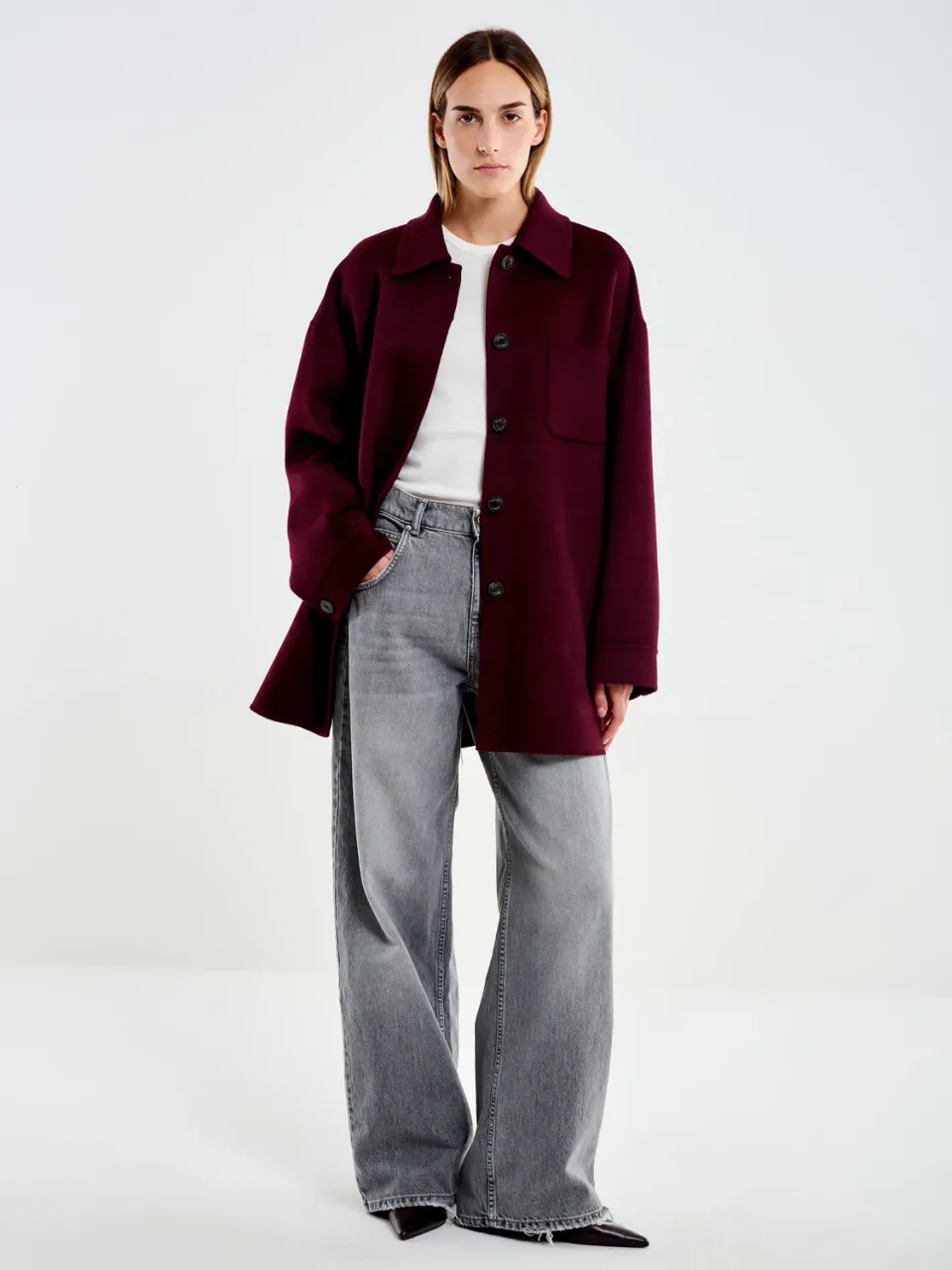 Vicolo Over Shirt giacca lana borgogna