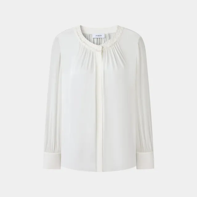 Ports Front Gathering Shirt camicia crema collo