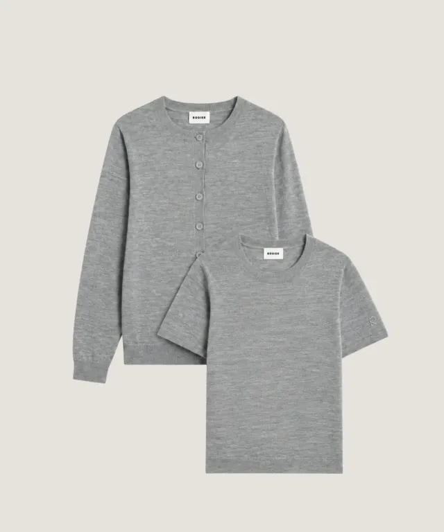 Rodier Twin Set Lana Merino Grigio Erica Donna