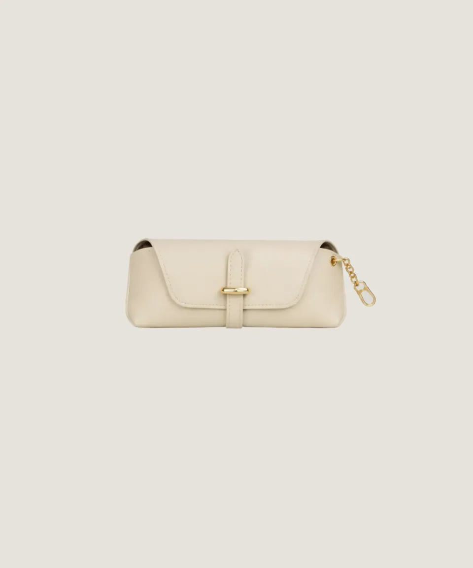 Rodier custodia occhiali pelle agnello bianco ecru