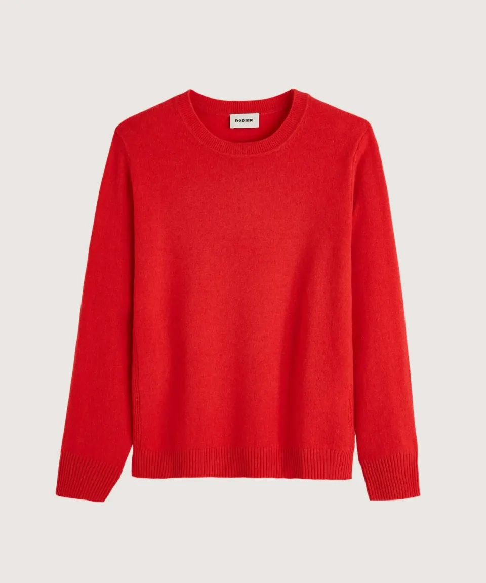 Rodier maglia girocollo cashmere 2 fili arancio corallo