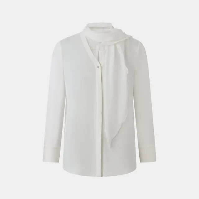 PORTS SS26 White Blouse camicia crema con foulard