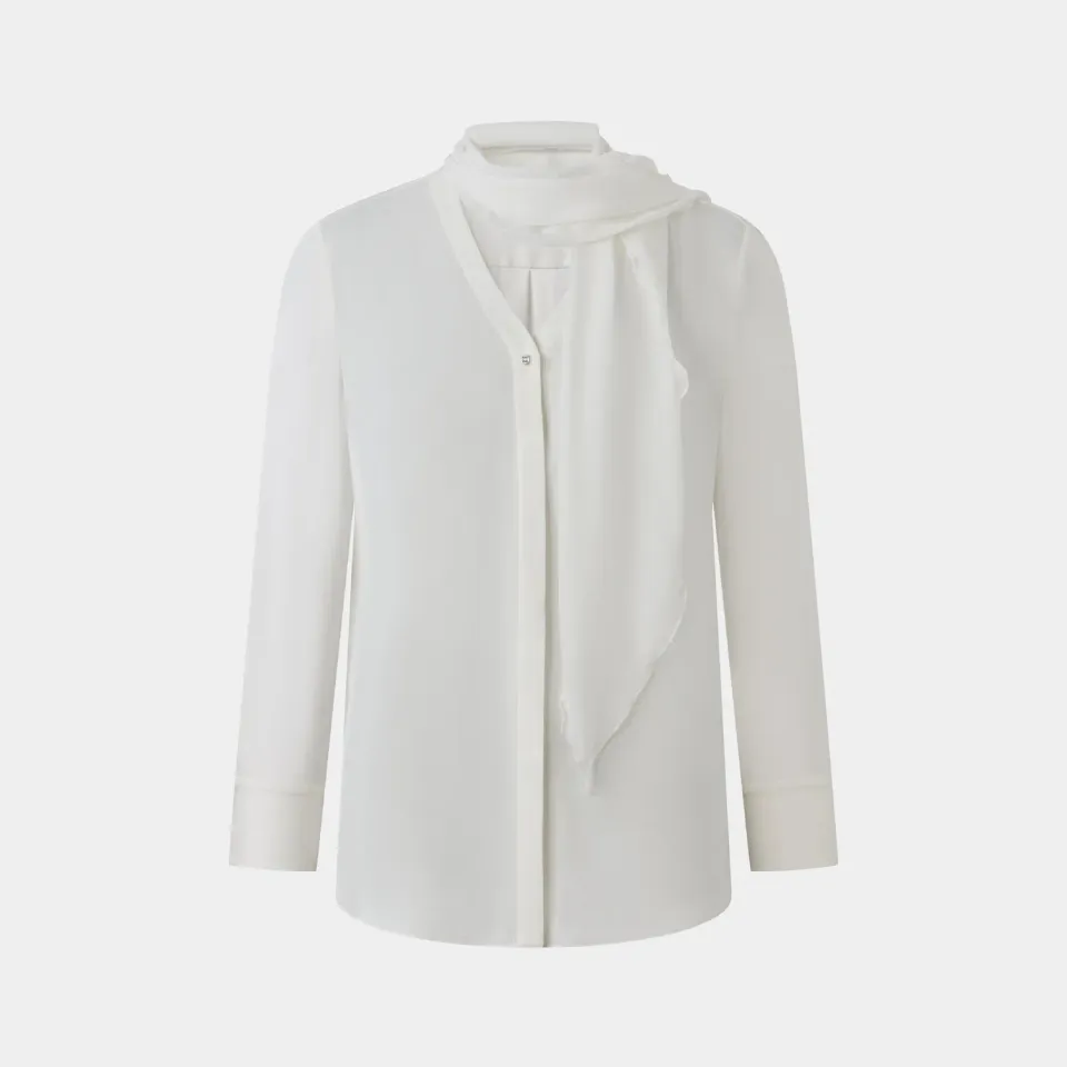 PORTS SS26 White Blouse camicia crema con foulard