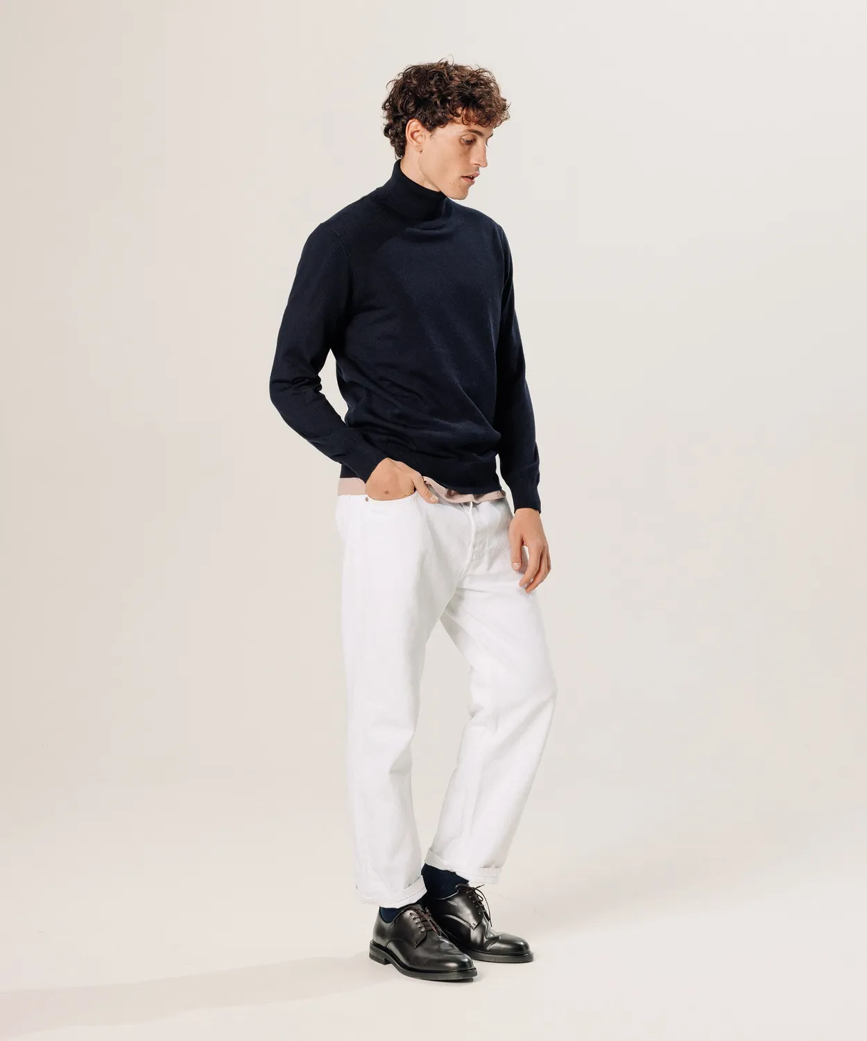 Rodier Dolcevita maglione lana merino blu notte