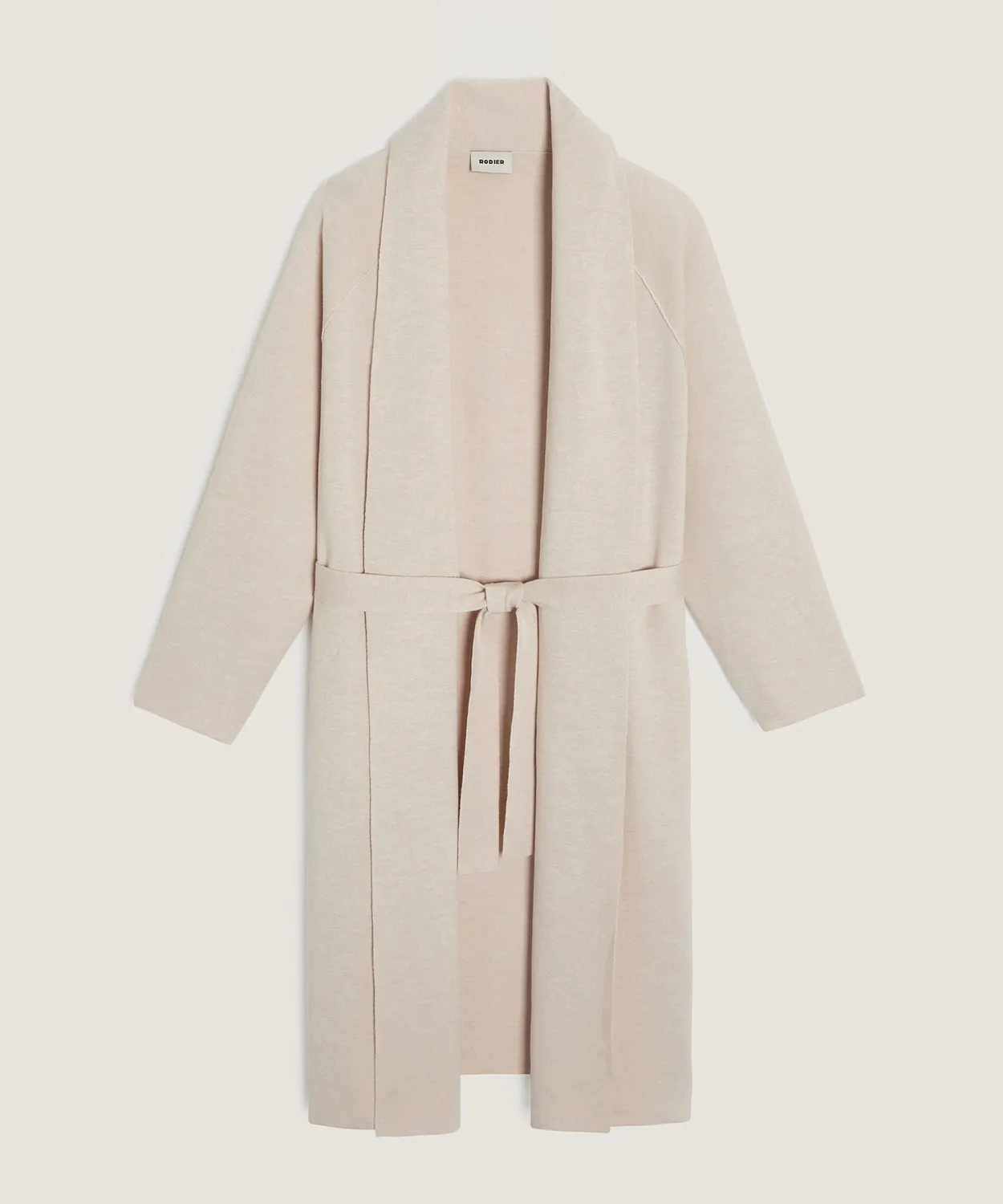 Rodier cappotto lungo maglia bianco ecru con cintura