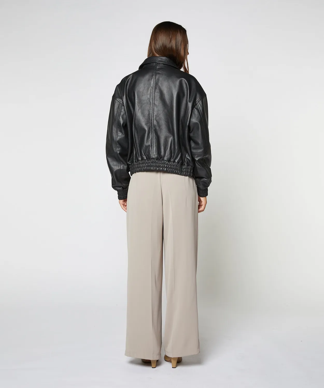 Rodier Bomber pelle nero agnello oversize