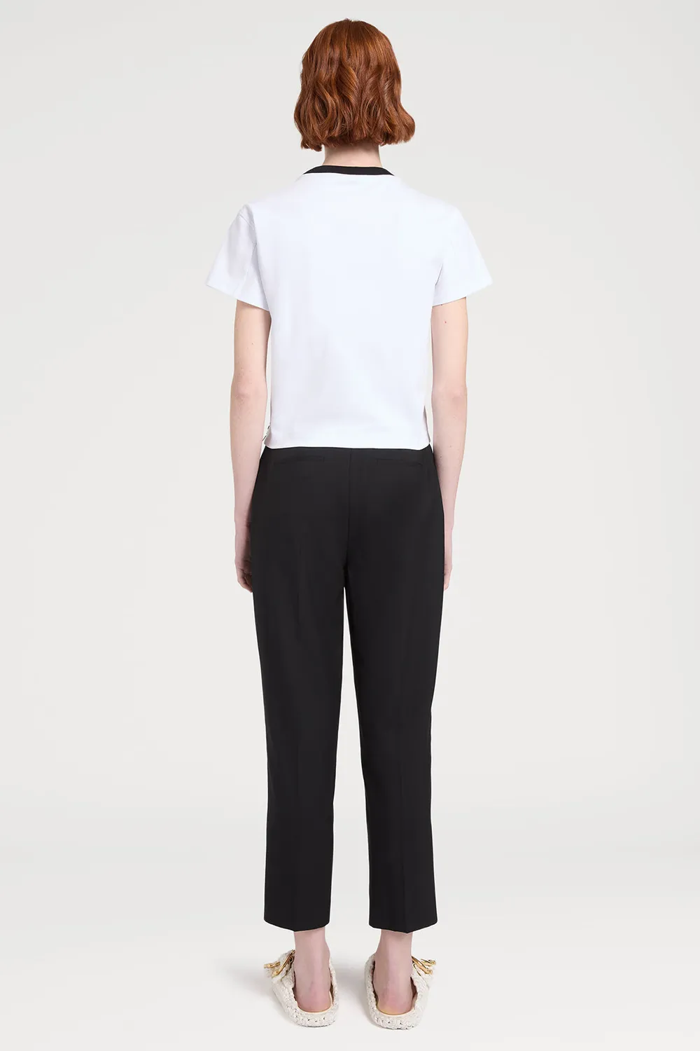 PORTS 1961 PW126KKC02 t-shirt crop linee astratte avorio