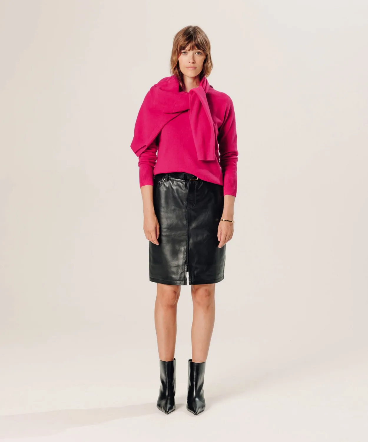 Rodier maglia girocollo cashmere rosa geranio 100% cashmere