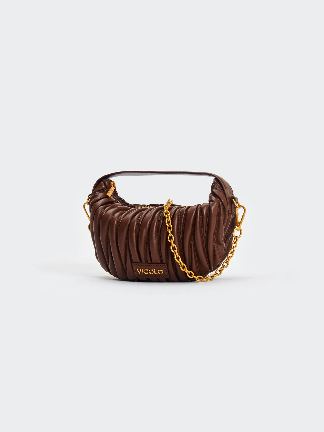 Vicolo Borsa Croissant Matelassé Moka Puffy Tracolla