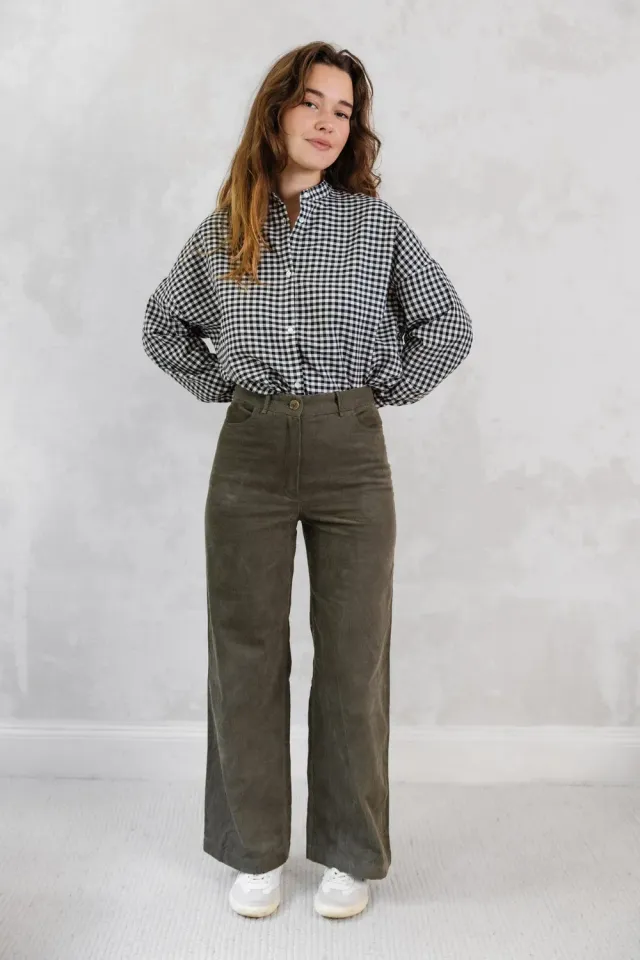 Jyoti - Fair Works Tushar pantaloni velluto pistacchio