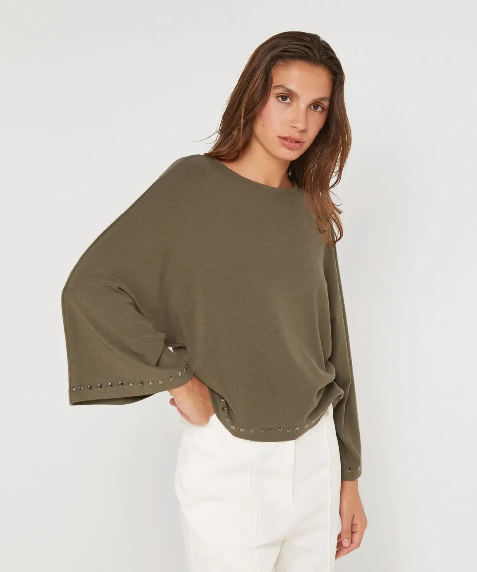 Rodier T-Shirt Svasata Maniche Lunghe Kaki