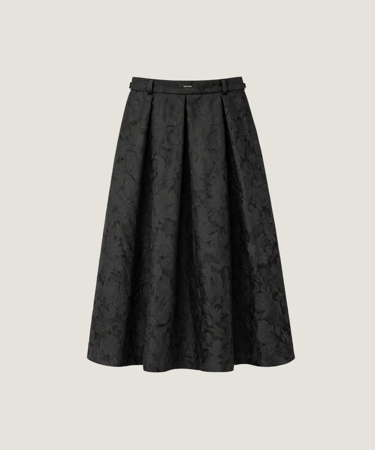 Rodier gonna svasata midi nera broccato floreale