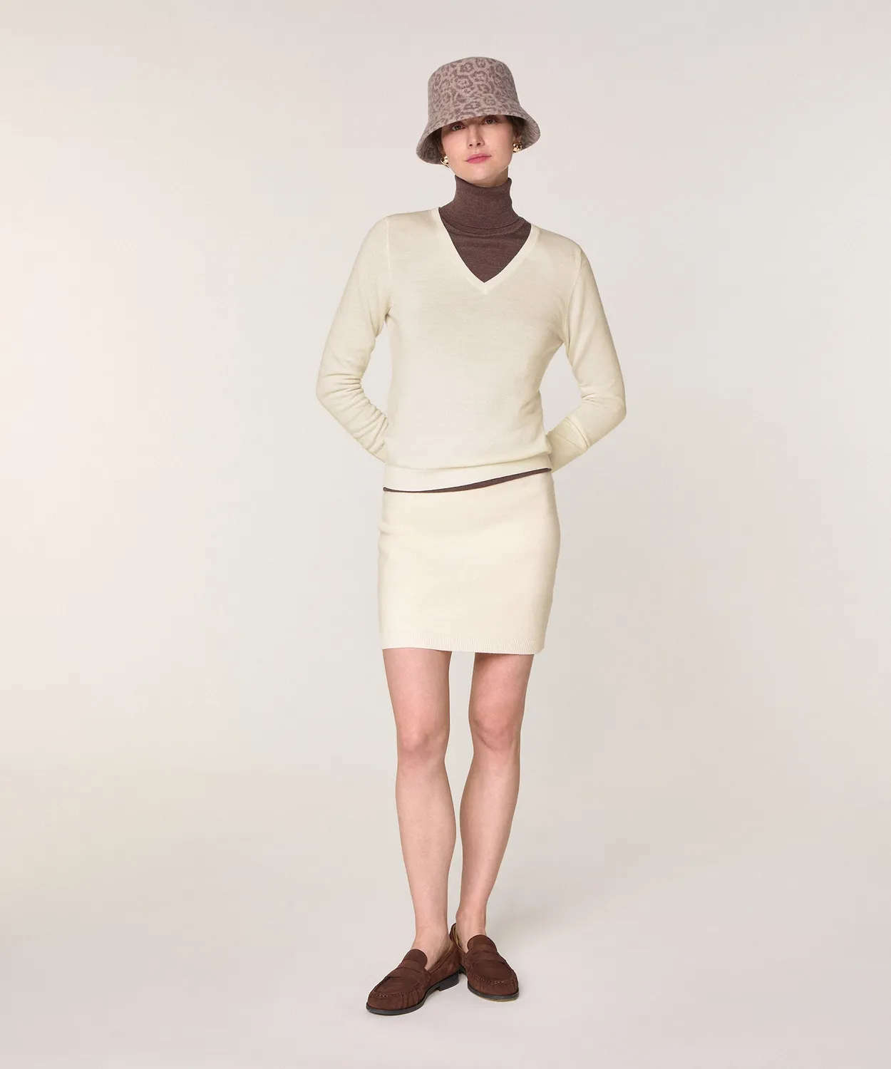 Rodier Maglia V lana merino bianco ecru