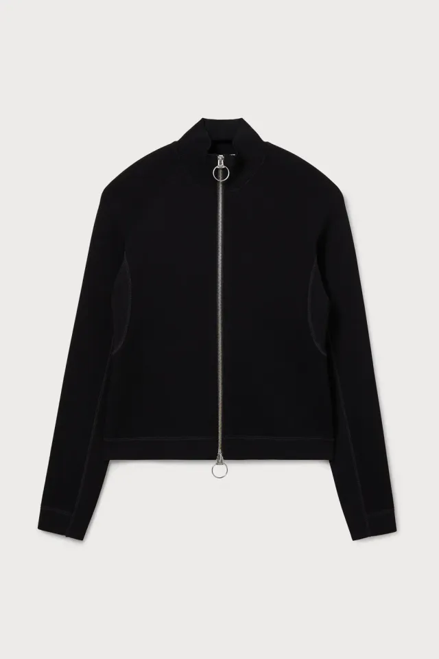PORTS Viscose Blend Zip-Up maglione nero zip slim