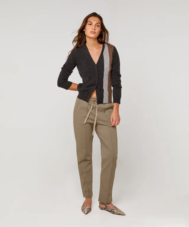 Rodier cardigan lana scollo a V antracite colorblock