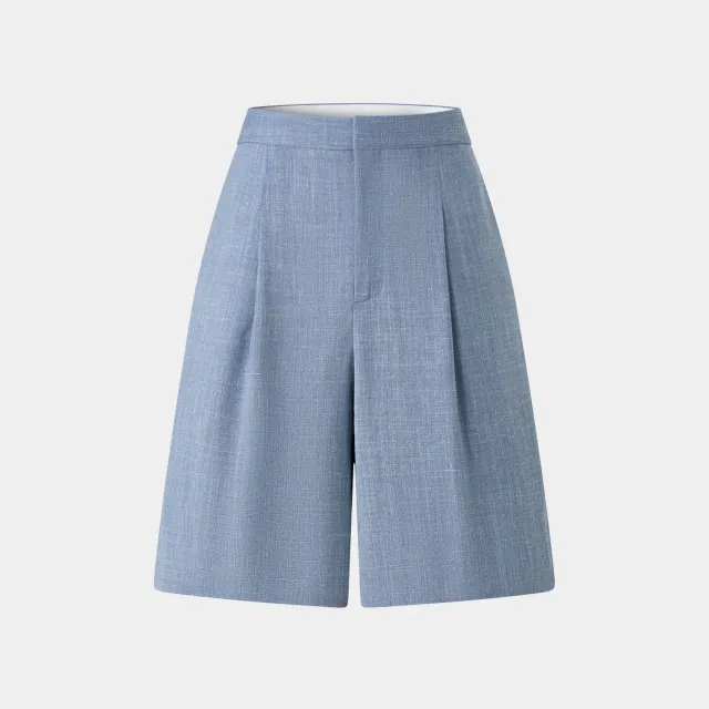 Ports Azure Shorts Blu Pieghe Lana Seta