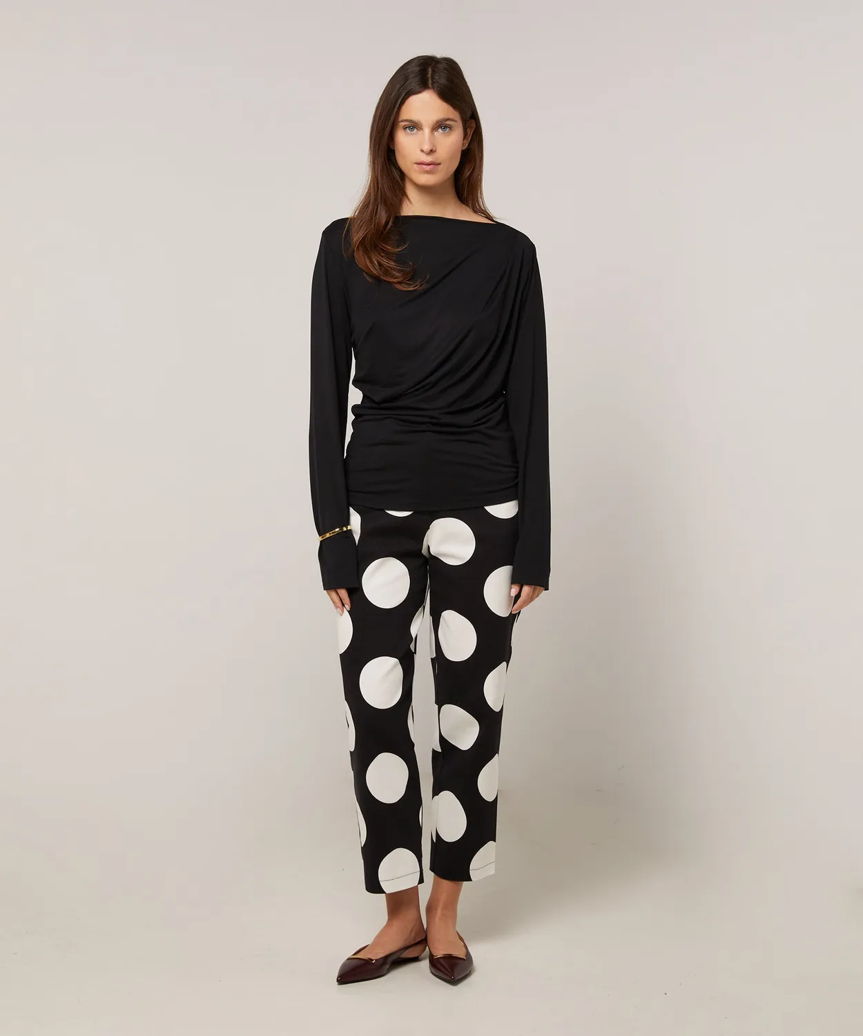 Rodier T-Shirt Drappeggiata Maniche Lunghe Nera Aderente
