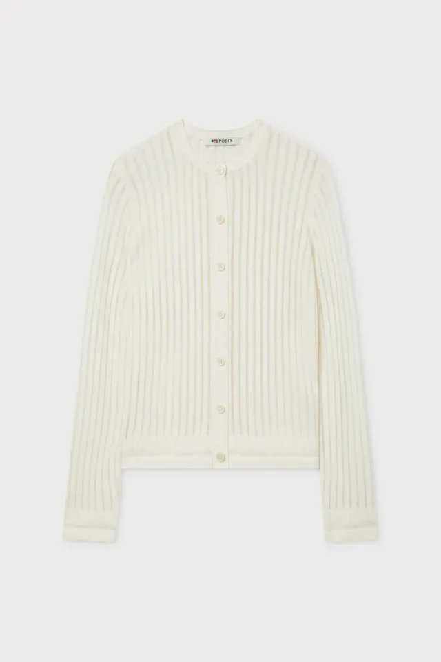 Ports 1961 PW226KFN02 Cardigan Corto Righe Bianco M