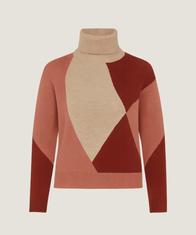 Rodier maglione dolcevita colorblock beige