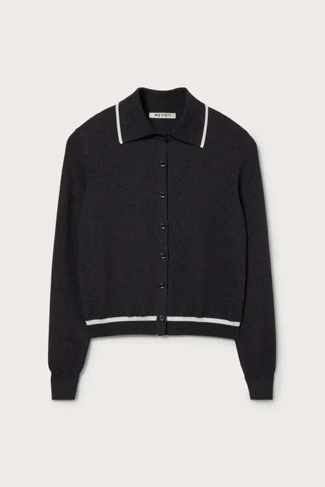 PORTS Lyocell Cashmere cardigan mel grey bottoni