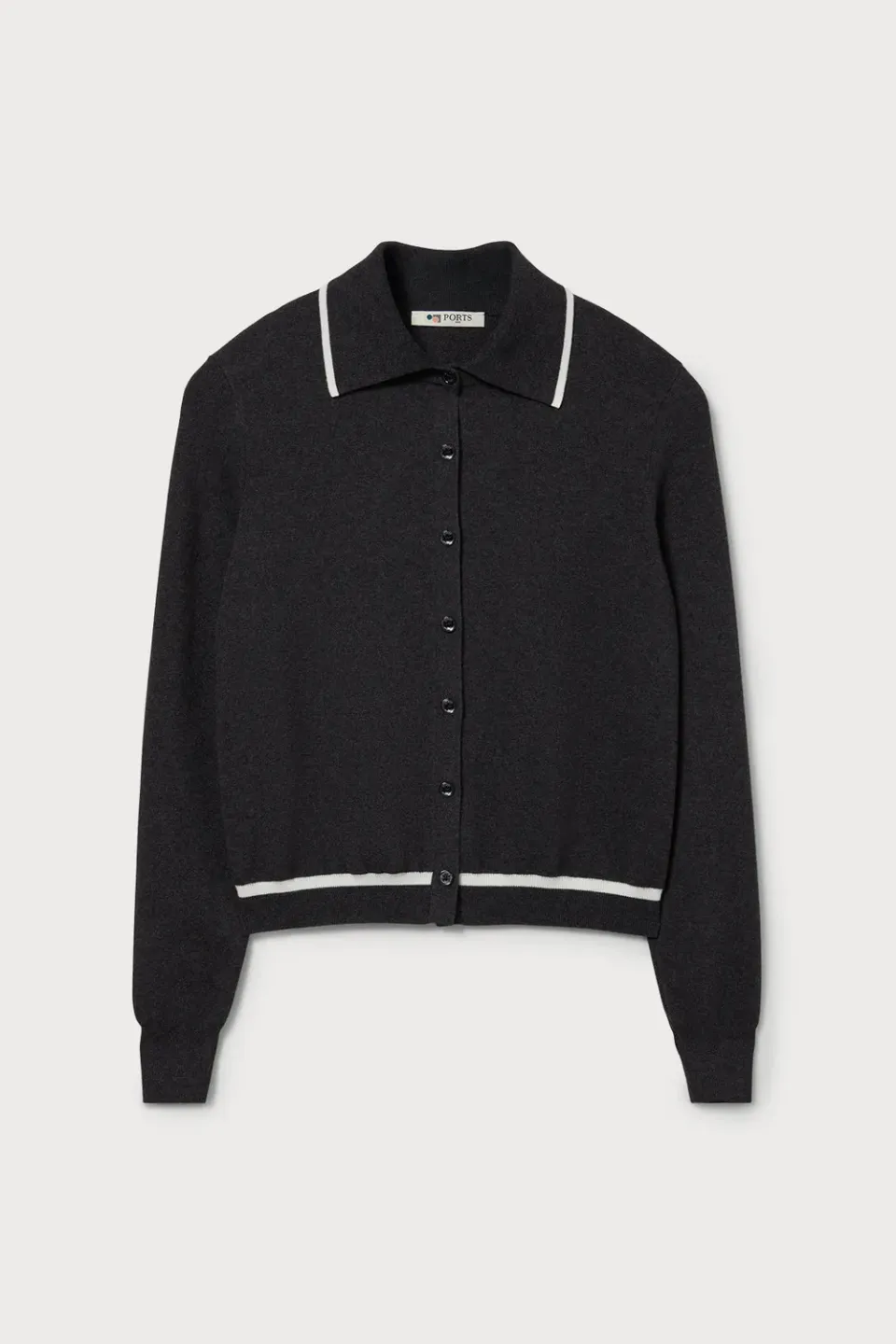 PORTS Lyocell Cashmere cardigan mel grey bottoni