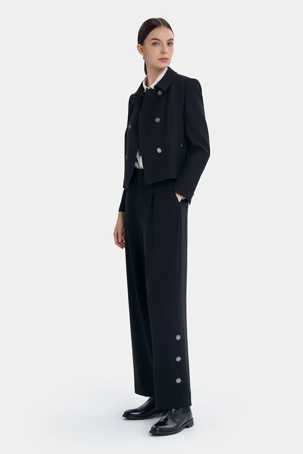 PORTS Functional Bootcut pantaloni neri triacetato