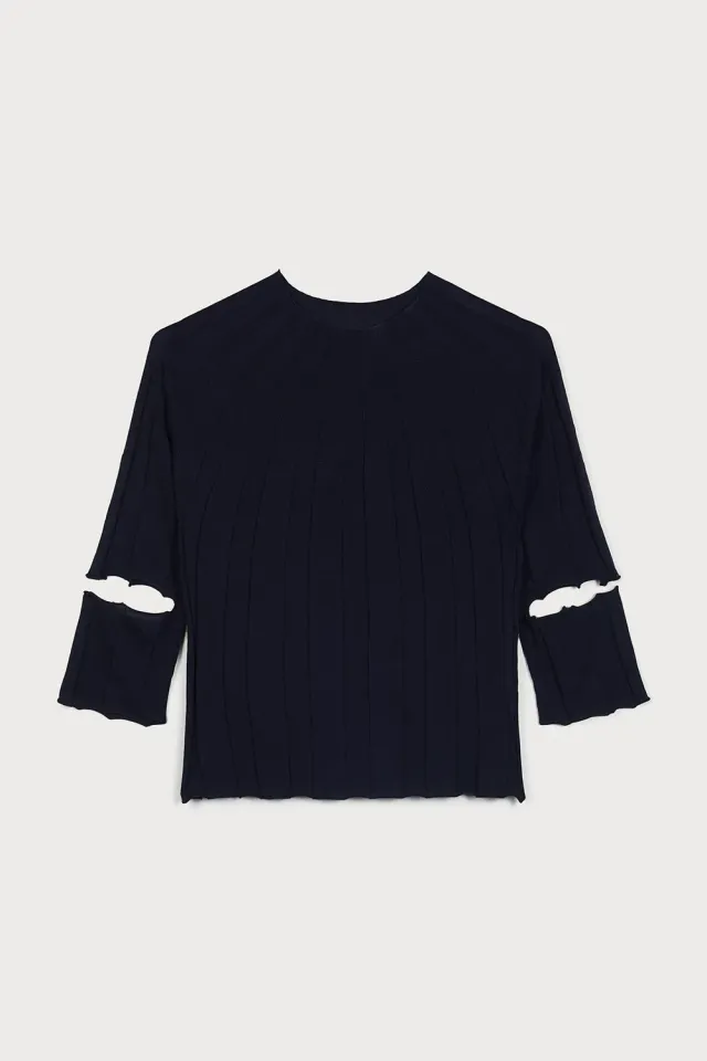 PORTS 1961 Luxe maglia navy cut-out seta cotone