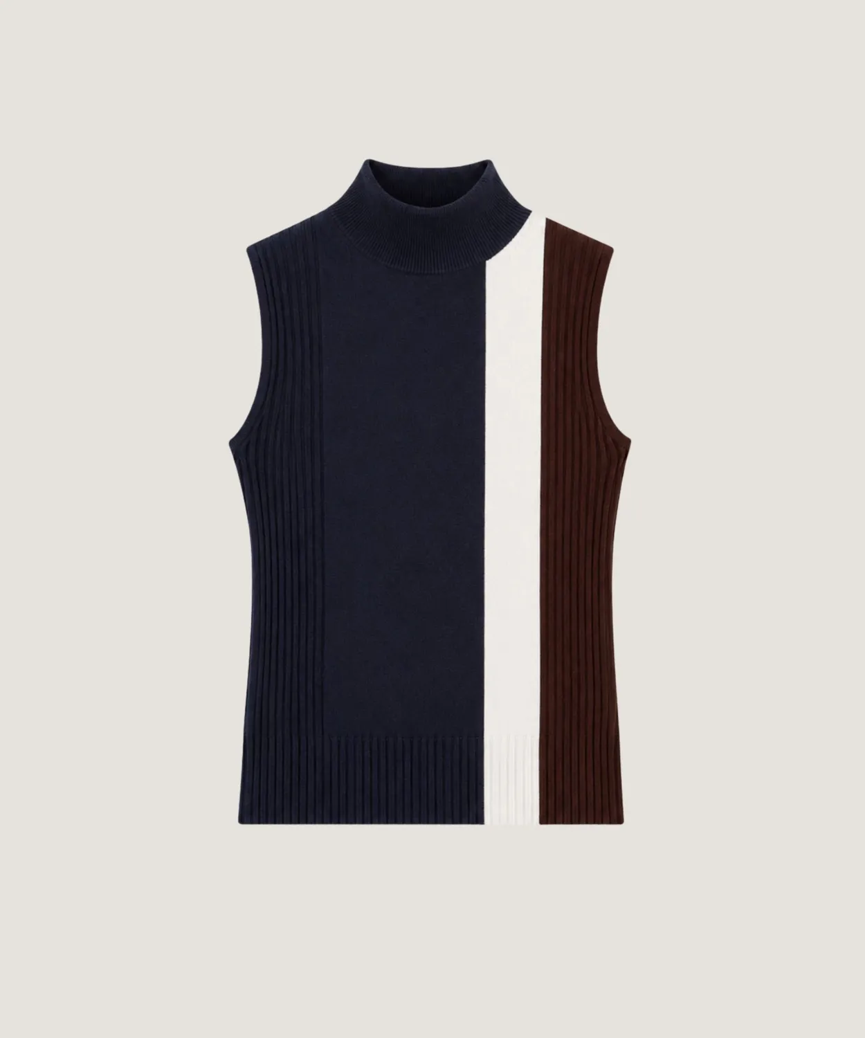 Rodier maglione senza maniche collo alto blu marino