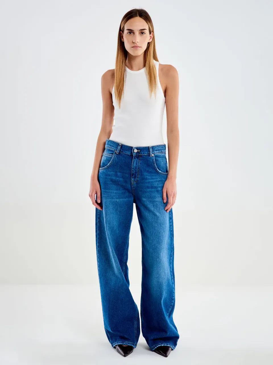 Vicolo Icon Mia jeans baggy blu con rotture