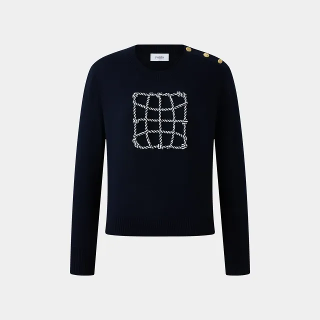 PORTS Globe Motif maglione blu navy M