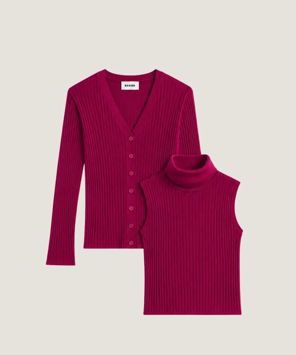 Rodier Twin-Set Dolcevita Seta Lie De Vin Cardigan