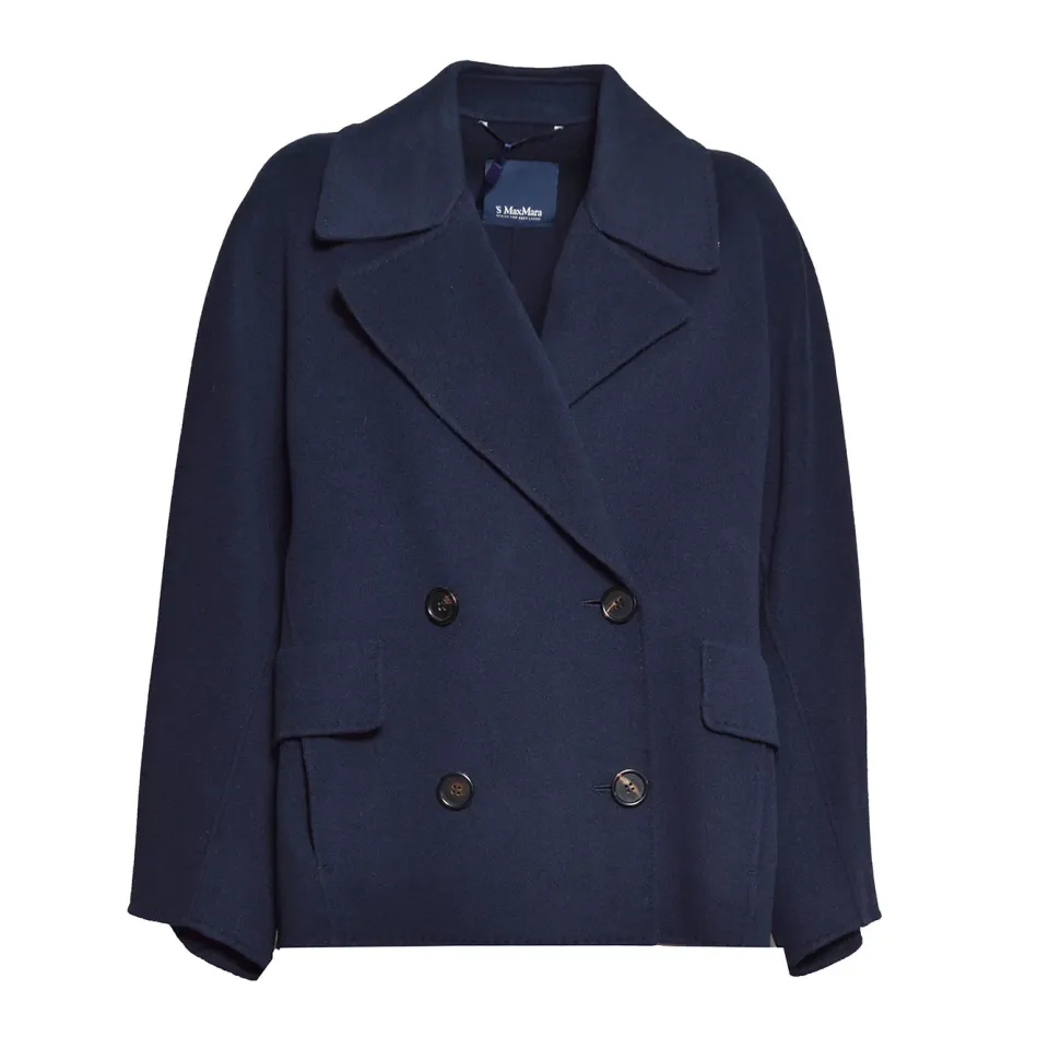 S Max Mara Adele cappotto donna blu notte lana vergine