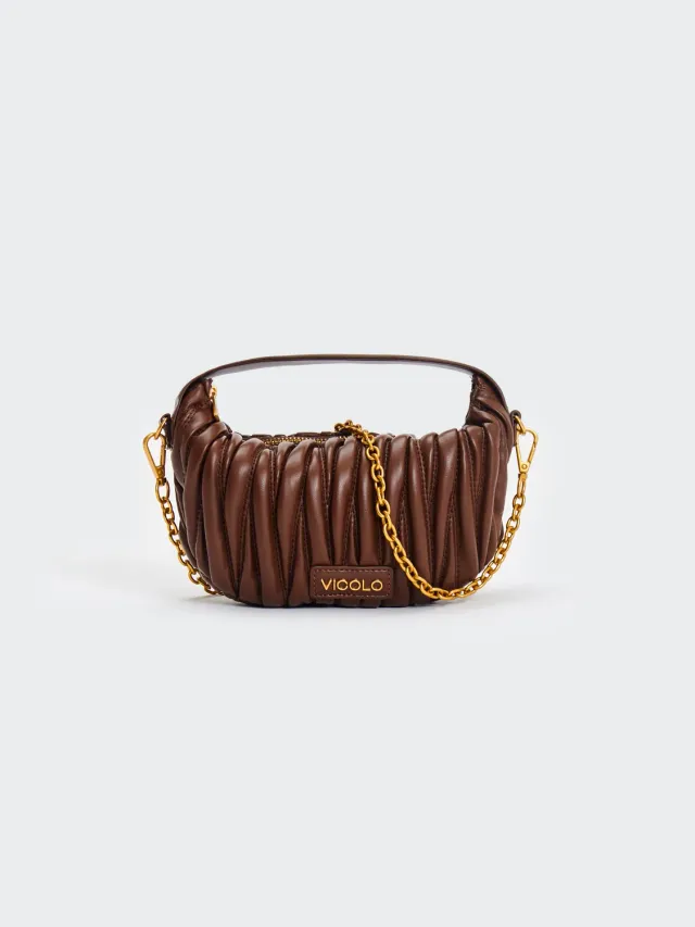Vicolo Borsa Croissant Matelassé Moka Puffy Tracolla