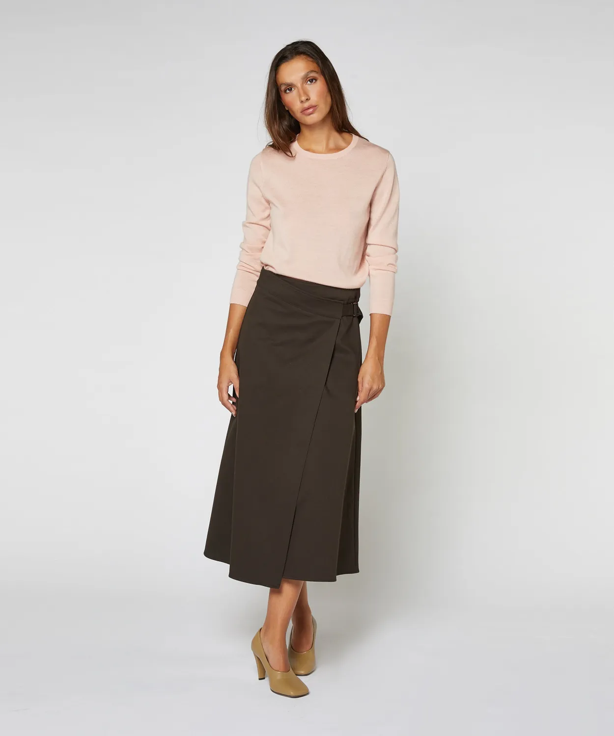 Rodier maglione girocollo lana merino rosa perla