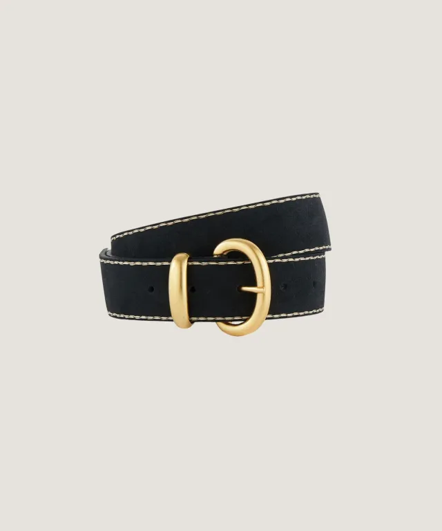 Rodier Cintura Pelle Sottile Blu Marino
