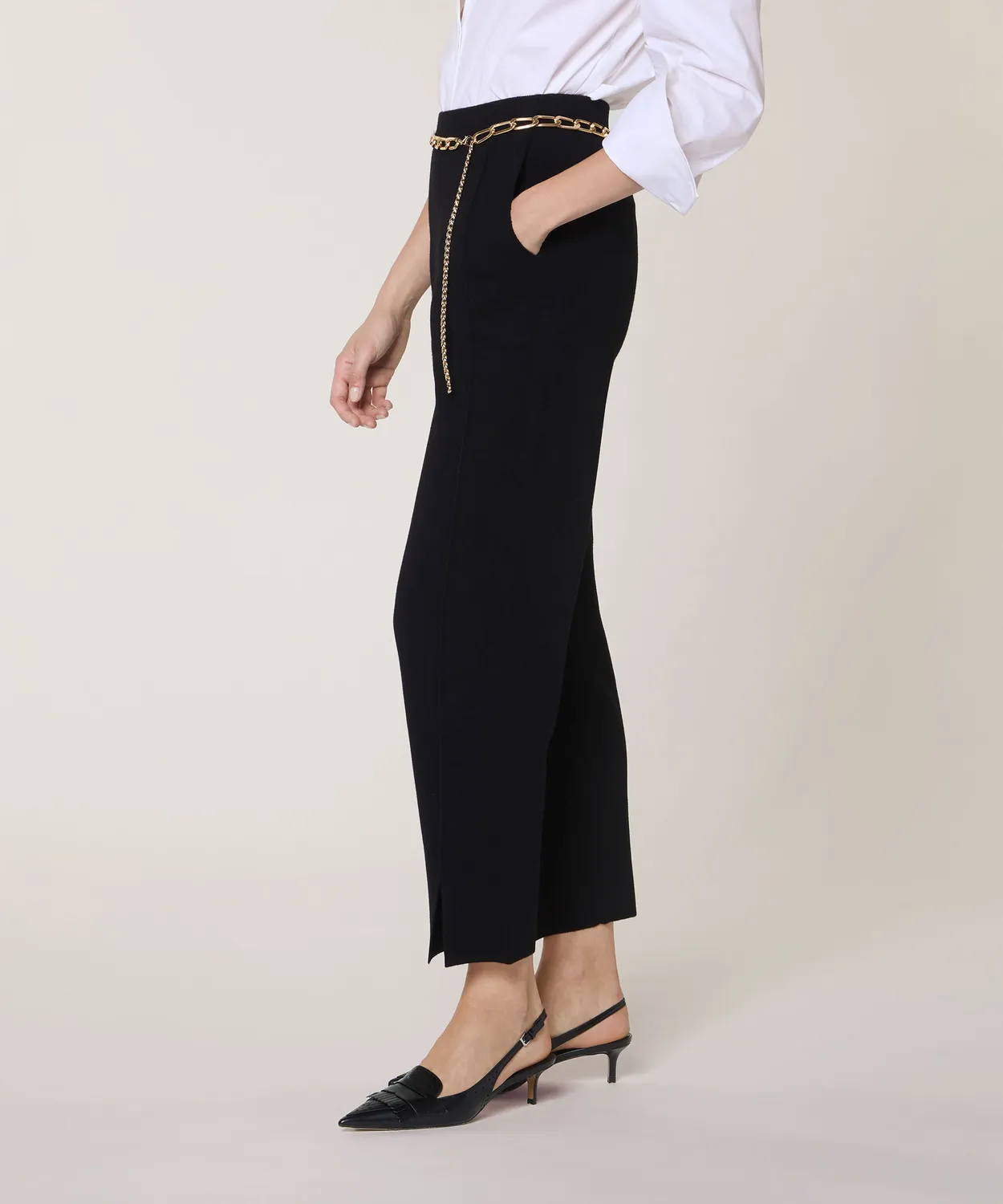 Rodier pantaloni sigaretta maglia Milano nero spacchi