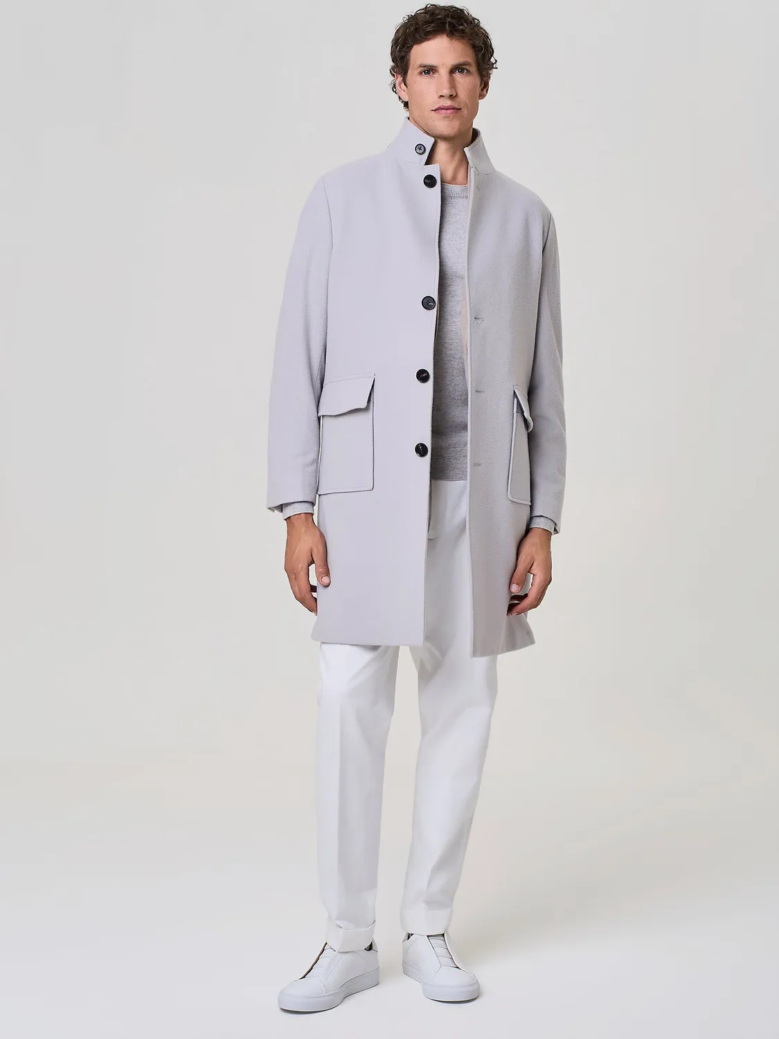 Paul Taylor cappotto lana collo dritto stone