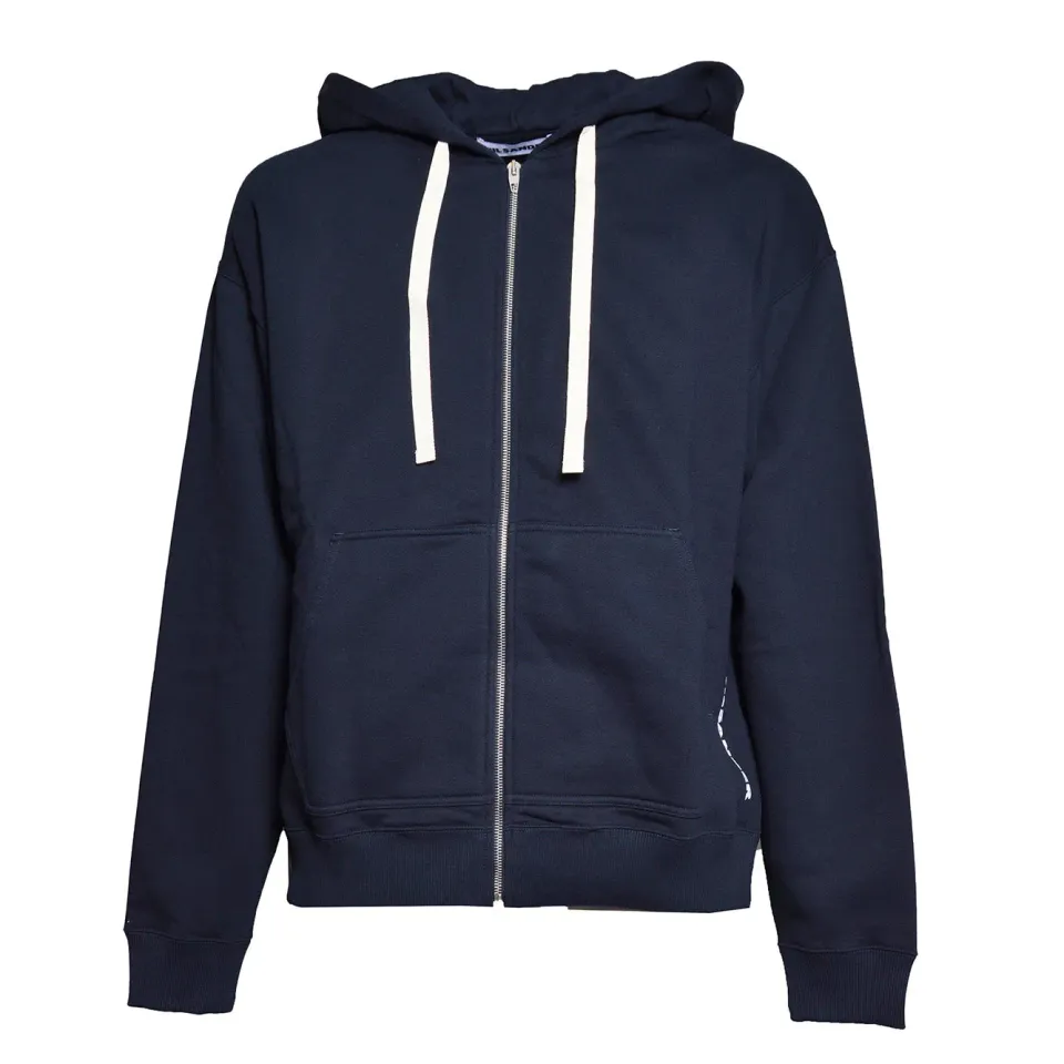 Jil Sander J22HG0118 felpa con zip blu navy