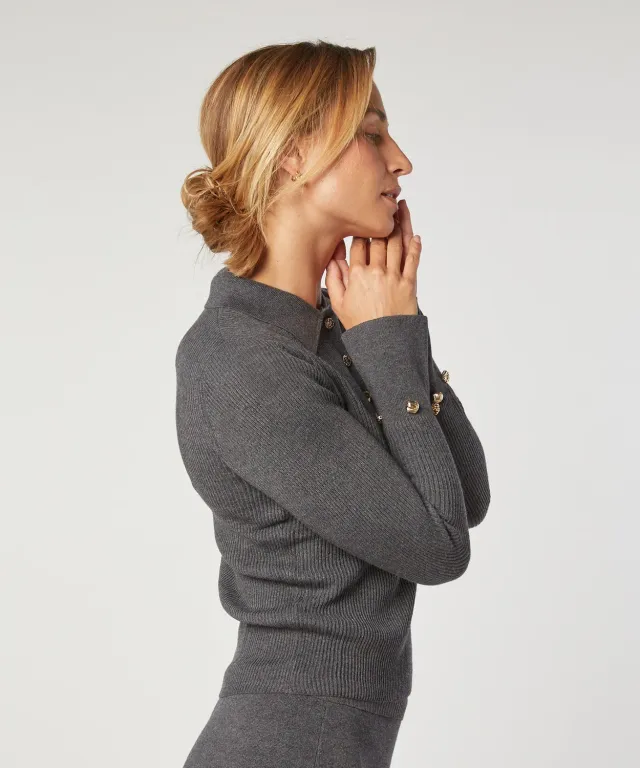 Rodier Polo Coste Grigio Scuro Donna Aderente