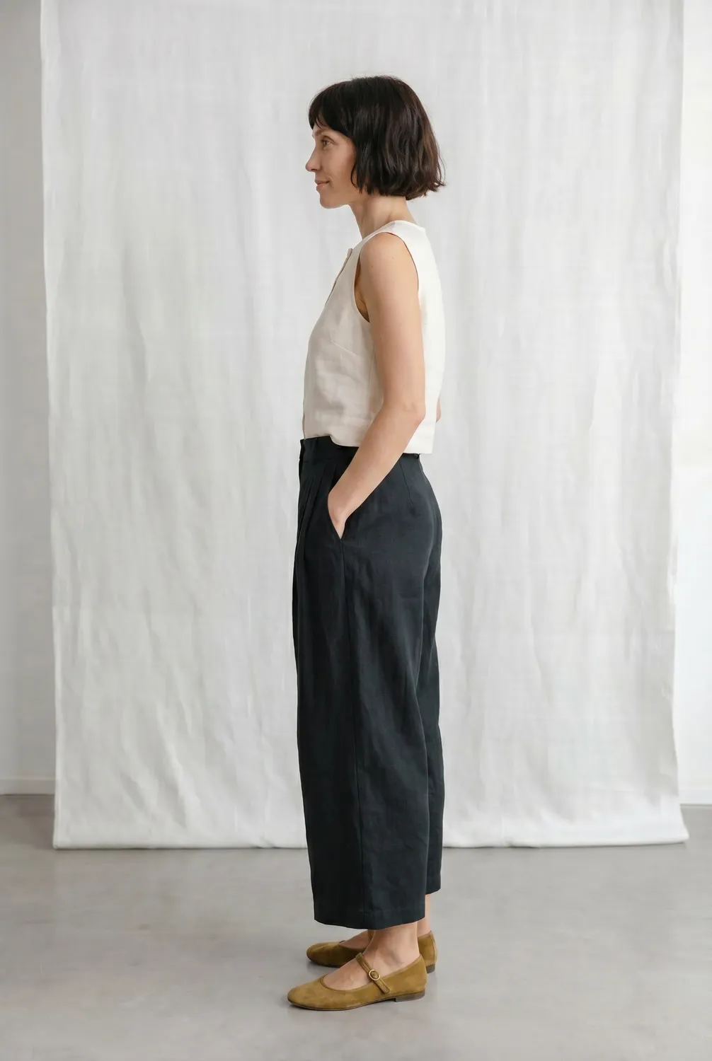 Jyoti Fair Works Awasi Black culotte canapa tencel