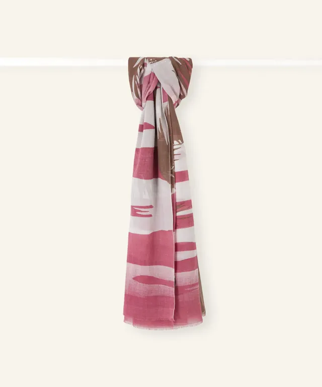 Rodier Sciarpa in Cotone Palme Rosa 100x200 cm