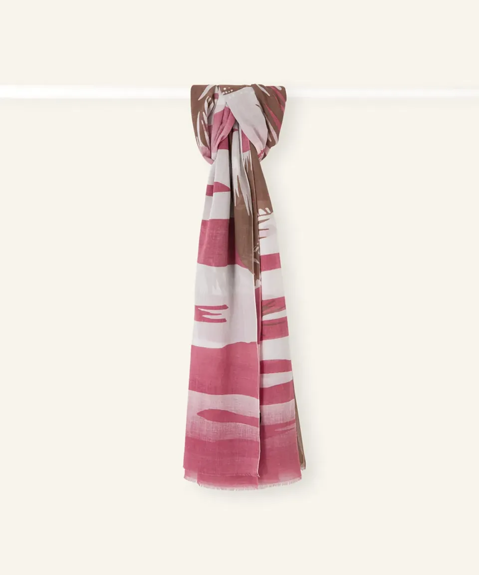 Rodier Sciarpa in Cotone Palme Rosa 100x200 cm