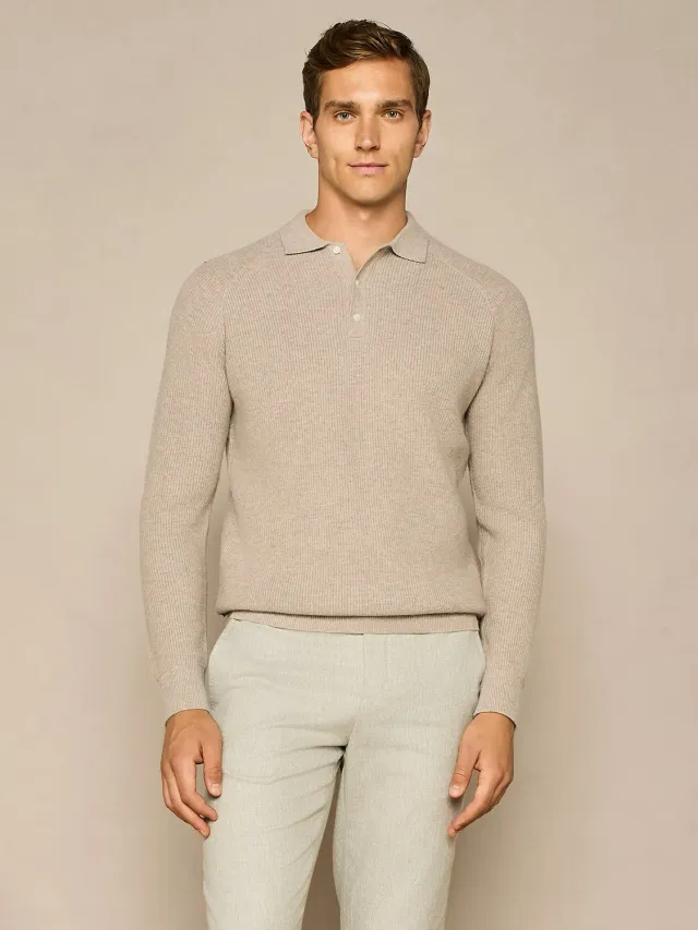 Paul Taylor polo costa inglese taupe misto lana raglan
