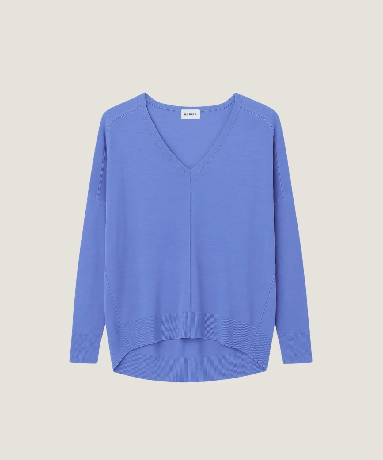 Rodier Maglione Oversize Scollo V Blu Orizzonte Lana