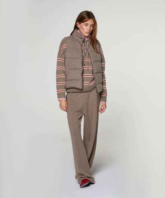 Rodier piumino smanicato cashmere talpa collo alto